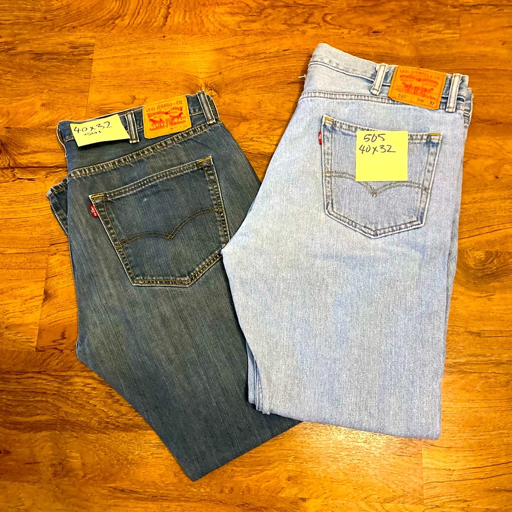 Levi's 505 Relaxed Fit & 501 Classic Fit Denim Jeans Mens Size 40 x 32